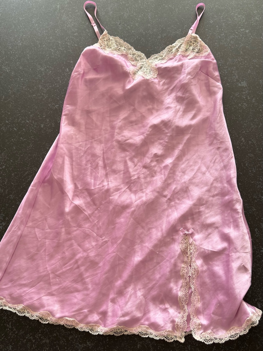 Women's Pink Lace-Trim Slip Dress - Elegant Lightweight Nightwear